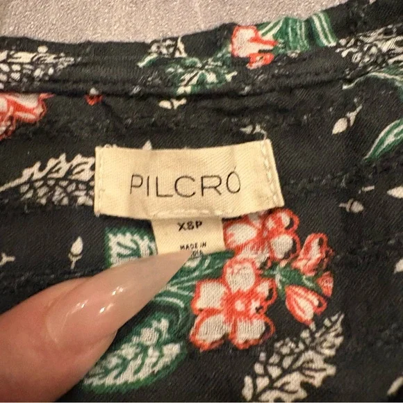 PILCRO Anthropologie The Kiera Collared Floral‎ Button Down Blouse Size XSP - Picture 8 of 14